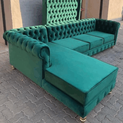 Emerald Green Velvet Chesterfield Corner Sofa
