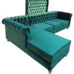 Emerald Green Velvet Chesterfield L-Shaped Corner Sofa - Image 2
