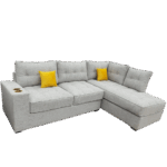Grey L-Shaped Corner Sofa with Cup Holders | GatangaOS