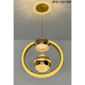 Modern gold ring pendant light with crystal accents High-brightness, energy-saving LED lighting Elegant circular design adds luxury and style Adjustable hanging height for versatile use Perfect for living rooms, dining areas, and hotels Durable build with long-lasting LED technology Easy to install and maintain Available at Gatanga Online Store (GatangaOS)