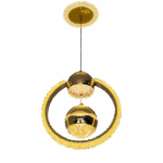 Modern gold ring pendant light with crystal accents High-brightness, energy-saving LED lighting Elegant circular design adds luxury and style Adjustable hanging height for versatile use Perfect for living rooms, dining areas, and hotels Durable build with long-lasting LED technology Easy to install and maintain Available at Gatanga Online Store (GatangaOS)