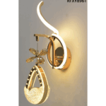 Gold Crystal LED Wall Light with Decorative Pendant