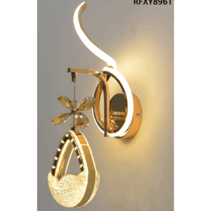 Gold Crystal LED Wall Light with Decorative Pendant
