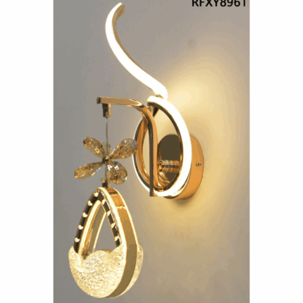 Gold Crystal LED Wall Light with Decorative Pendant